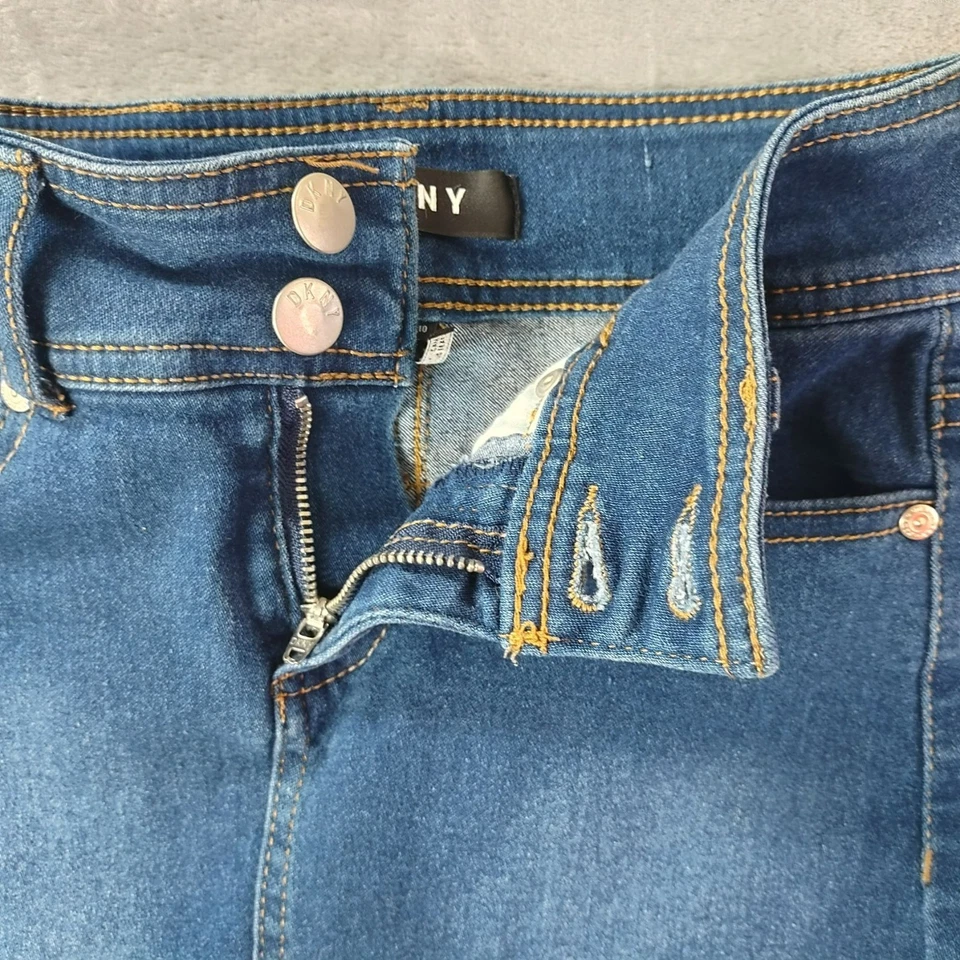 Minifalda DKNY Niñas Denim Azul Talla 10 Elastizada Informal Clásica Iglesia Y2K Foto 2 de 4