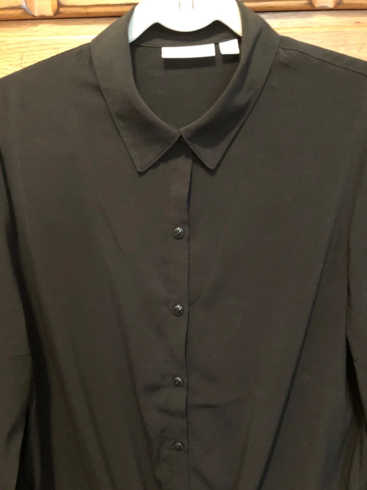 Blusa Top Susan Graver Elastizada Tejida Corbata Frontal Talla 10 Negro Pecho 42 Foto 3 de 4