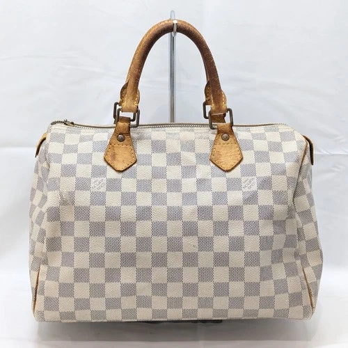LOUIS VUITTON Damier Azur Speedy 30 White Hand Bag N41533 SP2048 Authentic LV