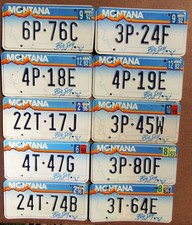 Bulk 3-Digit Reg #s MONTANA License Plates 10 PAIRS (20 Plates) - 1990s