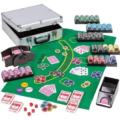 GAMES PLANET Ultimate Pokerkoffer Deluxe 600 Chips, Kartenmischer, Kartengeber
