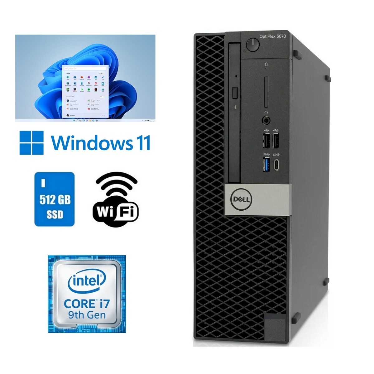 Dell OptiPlex 5070 SFF Computer Core i7 9th Gen 16GB RAM 512GB SSD
