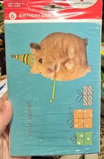 American Greetings 6 Birthday Cards NIP Sealed Hamster Party Animal Envelopes