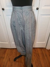 Vintage 80's Gray/Pink Pinstripe Pleated Pants 12 High Waisted Preppy Old Money