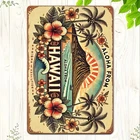 Vintage Hawaiian Aloha from Hawaii Tin Metal Signs Home Décor 8x12