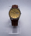 Vintage Seiko SQ Quartz 8123-8009 Gold Tone Day Date Watch July 1984 - Working