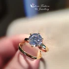 18K Yellow Gold Filled Solitaire Cubic Zirconia 3 Ct Engagement Wedding Ring Set