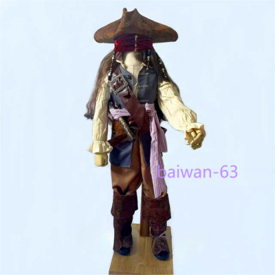 Jack Sparrow Costume Kids Pirates of the Caribbean Halloween Cosplay Outfits New