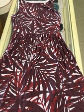 Loft Tank Dress Burgundy Leaves Dress Size Small Womens (A)