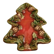 Vintage Christmas Tree Shaped 7 inch Nut Candy Dish Trinket Soap Relish Dish