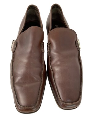 VTG Prada Italy Mens Brown Leather Buckle Loafers Size 10 US Slip On 2D width VTG Prada Italy Mens Brown Leather Buckle Loafers Size 10 US  main image 4