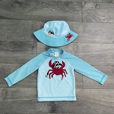 Gymboree Pirate Crab Swim 18-24m Swim Rashguard Shirt and Sun Hat READ