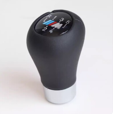 5 Speed Gear Shift Knob Black Leather for BMW E36 E46 M3 ZHP Z4 E90 E91 E92 ///M