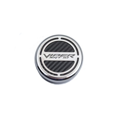 ACC Cap Covers Yellow CF Inlay+Etched 'Viper SRT 10' fits 2003-10 Viper-Polished
