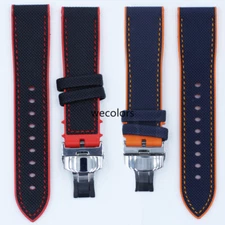 Silicone Rubber Nylon Bracelet Watch Band Strap Deployment Clasp Buckle 20-24mm