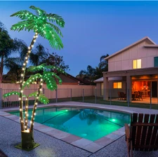 Artificial Palm Tree 6FT Outdoor w/8 Modes for Christmas Decor Home Patio Party