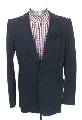 vintage mens navy blue Ultra Faux Suede blazer jacket sport suit