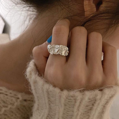 New Silver Color Ring Women Fashion Irregular Metal Geometric Creative Open Ring - Photo 6 sur 6
