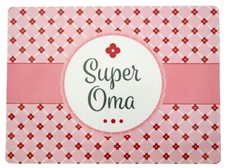 2er Set Tischsets 40 x 30 cm Korkunterseite Super Oma Krasilnikoff Scandi Chic