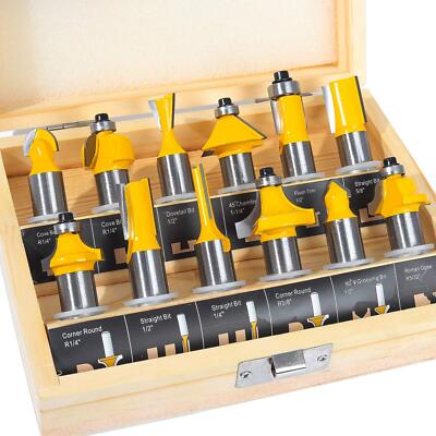 Router Bits 12 Pcs Set, 12 Pieces 1/2'' Shank, Beginner Router Bit Kit for DIY...