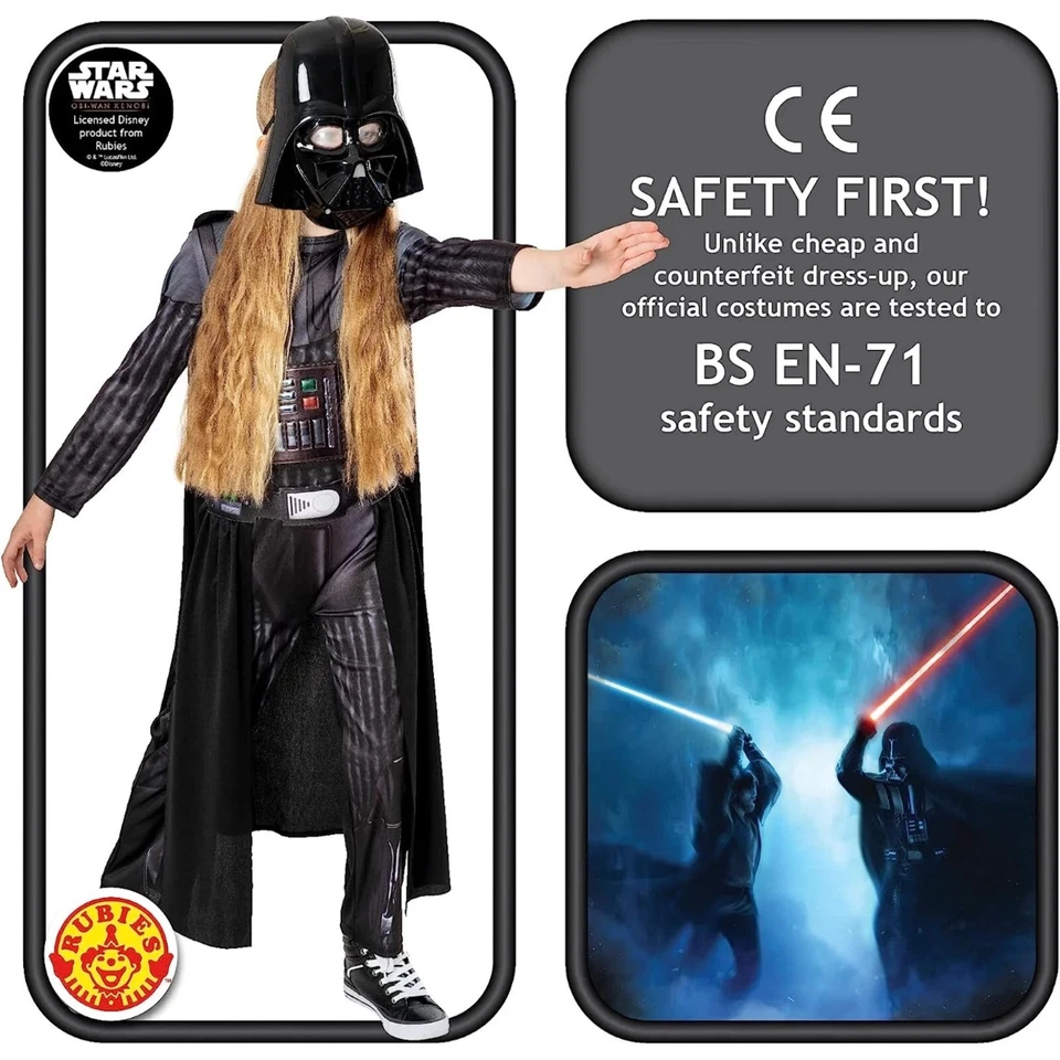 Disfraz de Darth Vader Deluxe para niño Star Wars Juegos con disfraces Mono Máscara Rubí 301480 Foto 4 de 4