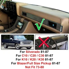 Dash Cover Mat For Chevrolet Silverado 1981 - 1987 Dashmat Dashboard Cover Black