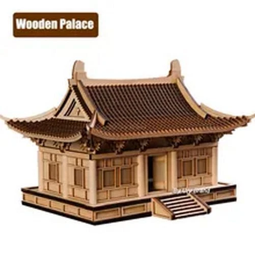 3D Wooden House Chinese Traditional Puzzle with Light Building DIY - Image 2 of 4