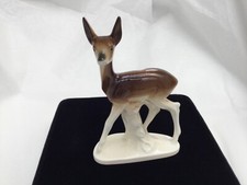 Vintage Porcelain Deer Figurine Foreign  5” High Mid century modern
