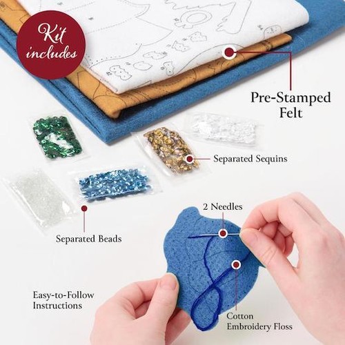 Bucilla 18" Felt Christmas Stocking Kit - Peaceful Nativity 89601E - Picture 5 of 6