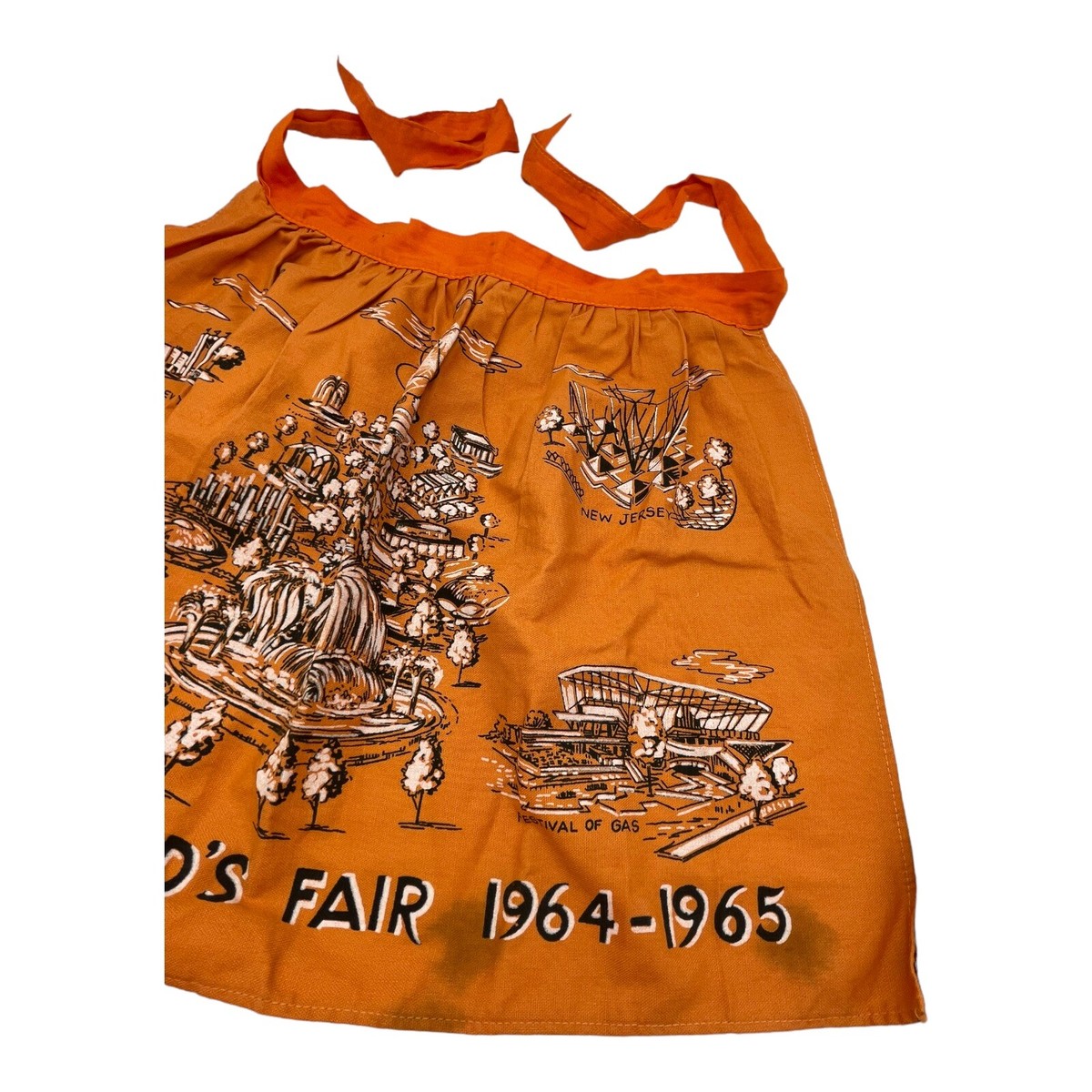 Vintage New York Worlds Fair Hostess Apron 1964-65 Orange HTF | eBay