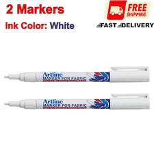 Artline White Permanent Fabric Markers Pen For Clothing (2 Markers), Washable