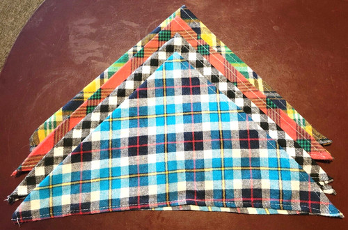 Set of 4 Flannel Small Dog Bandanas Multicolor 22 Inch Black Blue Orange Yellow