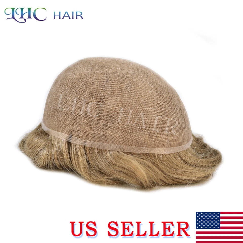 Peluca completa de encaje francés con sistema de reemplazo de cabello humano Toupee para hombre Foto 4 de 4