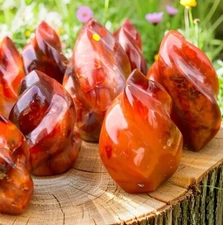 Flame Shaped Carnelian Red Agate Crystal Healing Tower Obelisk Home Decor Gift