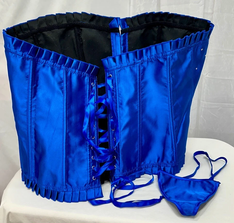Women's Lingerie, Corset Set, Front Closure, Royal Blue, Rhinestone Studs,6X(4X) - Image 2 of 4
