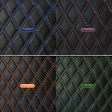 Double Quilted Vinyl Faux Leather Car Upholstery Fabric | 2"x3" - 5x8cm 55" SBY