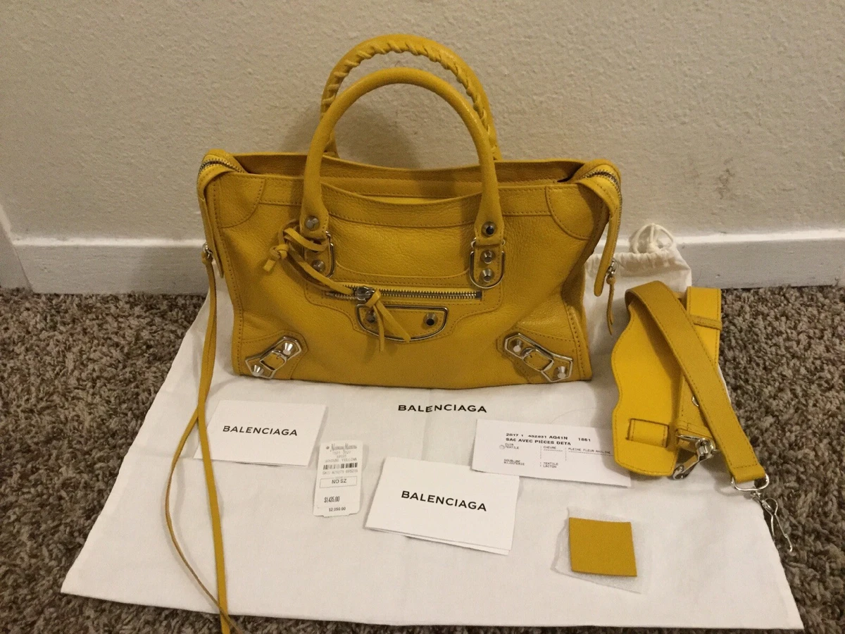 Authentic New Rare Balenciaga Yellow Small City Bag MSRP: $2,100