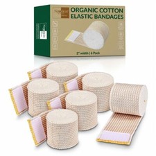 Paquete de 6 vendajes de algodón orgánico Nexskin de 2” de ancho cierres de gancho/bucle hechos en EE. UU.