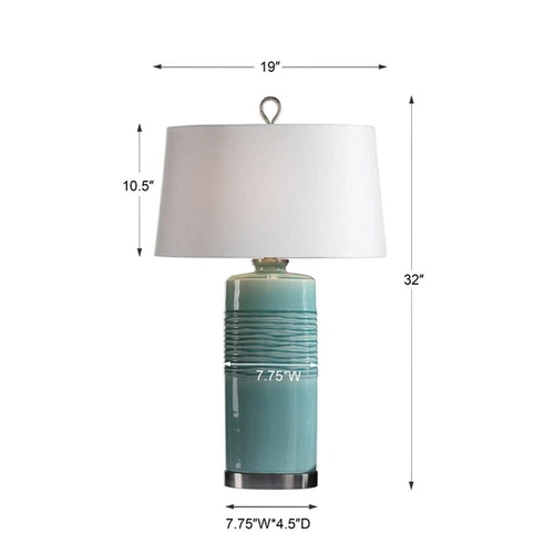 Uttermost Rila Ceramic and Iron Table Lamp in Distressed Teal and Off White - Picture 5 of 5