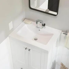Swiss Madison Bathroom Vanity Top 24" Pre-drilled Single Hole Ceramic White