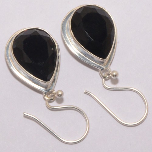Black Onyx Gemstone Earring 925 Sterling Silver Handmade Jewelry - 1.50" - Picture 4 of 4