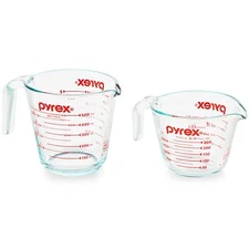 Pyrex Measuring Cup Set 2 Piece 1 Cup And 2 Cup Glass Kitchen Tool