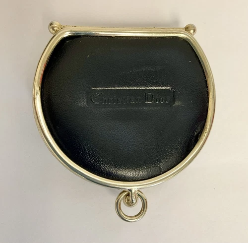 AUTH CHRISTIAN DIOR VINTAGE EXPANDABLE LEATHER COIN PURSE PREOWNED BLACK