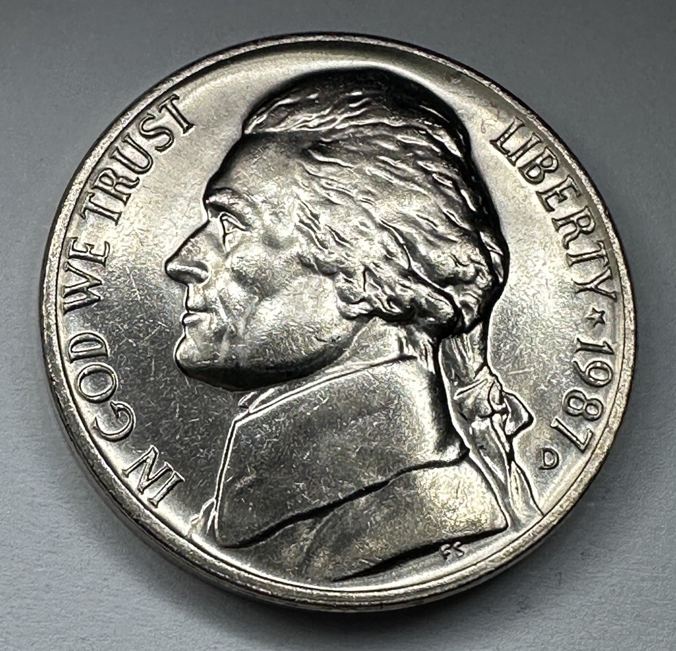 1987-D Jefferson Nickel 5cent Coin Uncirculated BU from US Mint