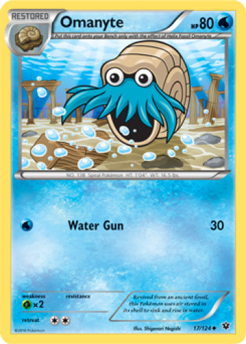 1x Omanyte 17/124 XY Fates Collide Pokemon TCG Card NM