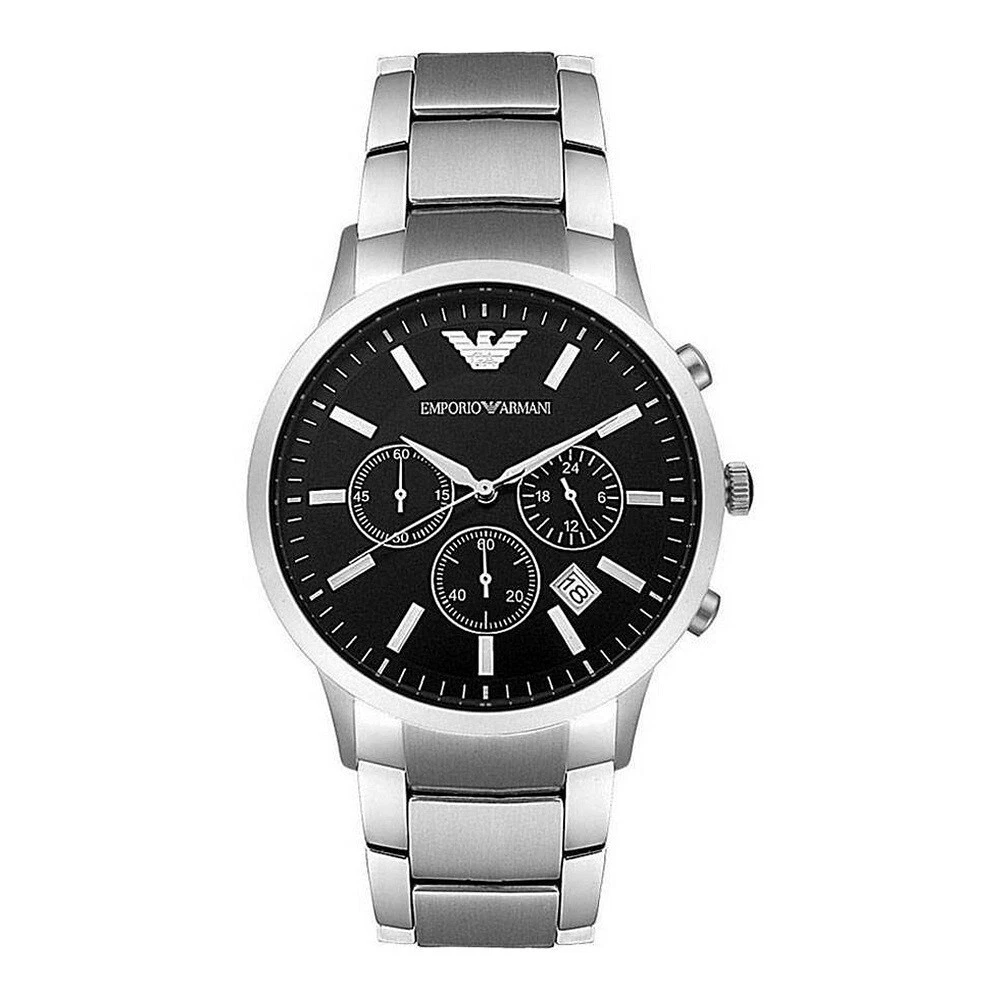 NEW GENUINE EMPORIO ARMANI AR2434 MENS WATCH STAINLESS STEEL BLACK