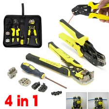 Ratcheting Crimping Tool Kit Cord End Terminals Wire Crimper Stripper Pliers Set