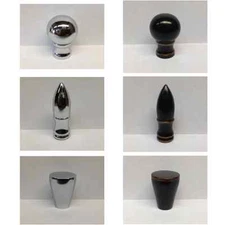 Lamp Finial-Machined Metal-BULLET,TAPER and BALL DESIGNS, 2 Finishes (1-pc)