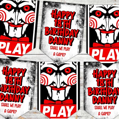 Personalisierter Horror Geburtstagsjagd, SÄGE Gothic Jagd, Geburtstag Horror Verbot