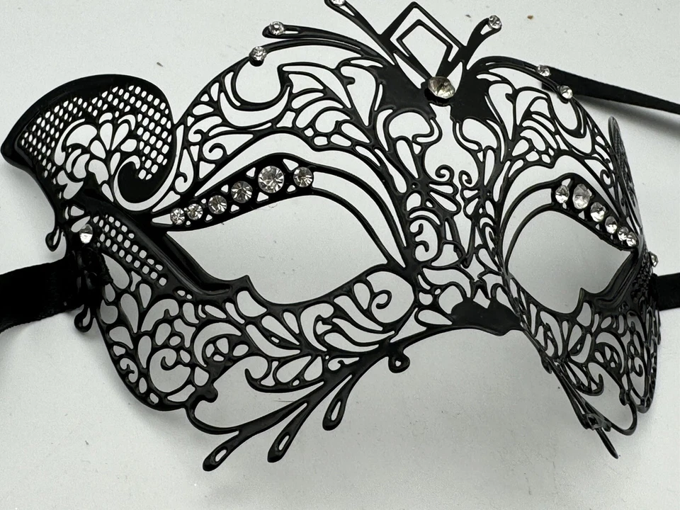 Máscaras venezianas 3D conjunto cosplay de 4 diamantes e renda de metal - Imagem 3 de 4